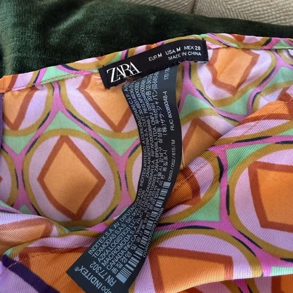 Zara Orange and Pink Geometric Print Skirt - Picture 2 of 4